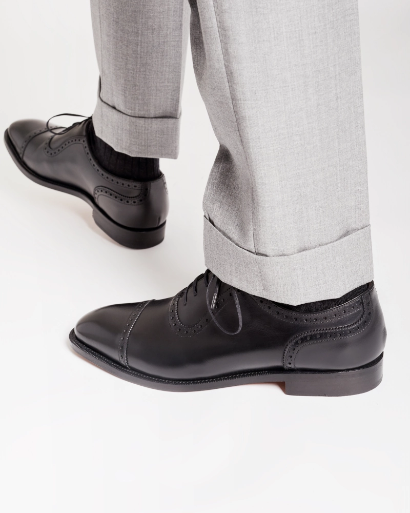 Black Brogue Oxford Dress Shoe Perforated Leather Oxfords Oxfords