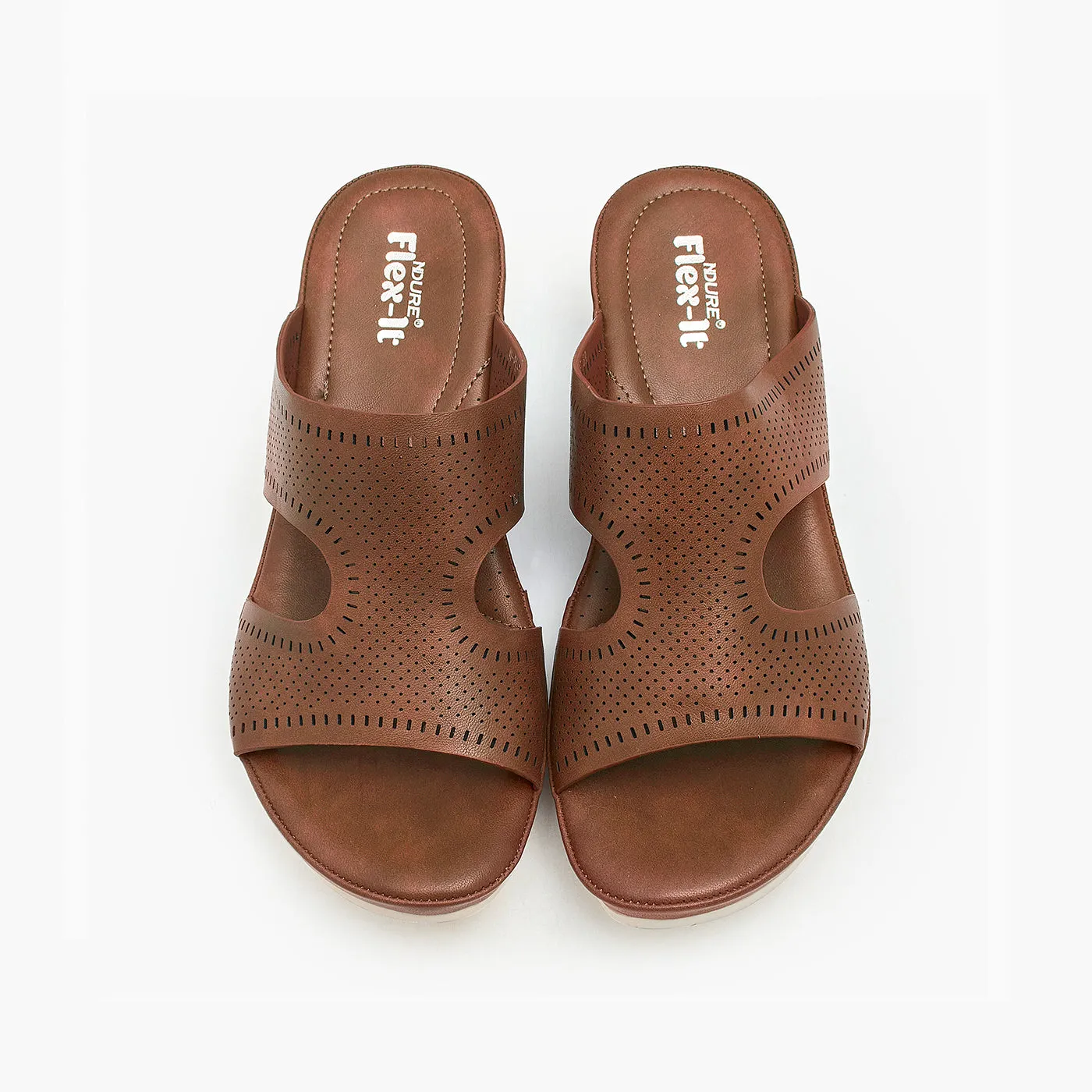 Padded Platform Slippers Ladies Print Flat Shoes