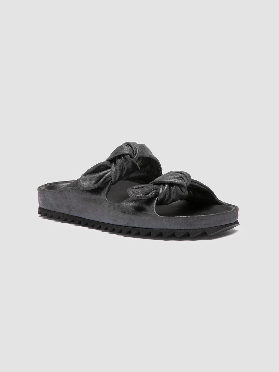 PELAGIE 021 - Black Leather Slide Sandals Best Sandals Arch Support
