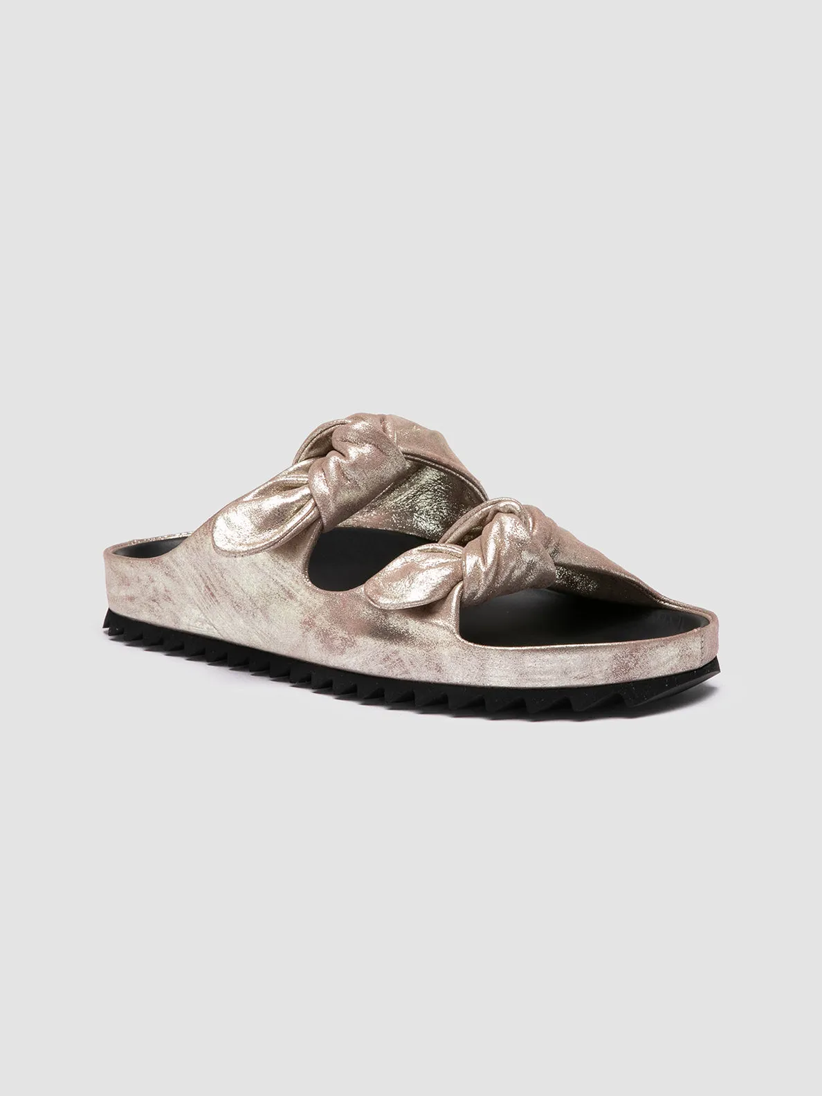 Sandals For The Beach PELAGIE 021 - Gold Leather Slide Sandals