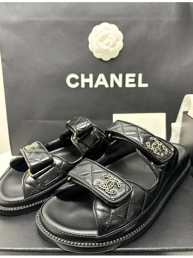 CC Logo Velcro Sandals Black Chanel Sandals Montego Bay