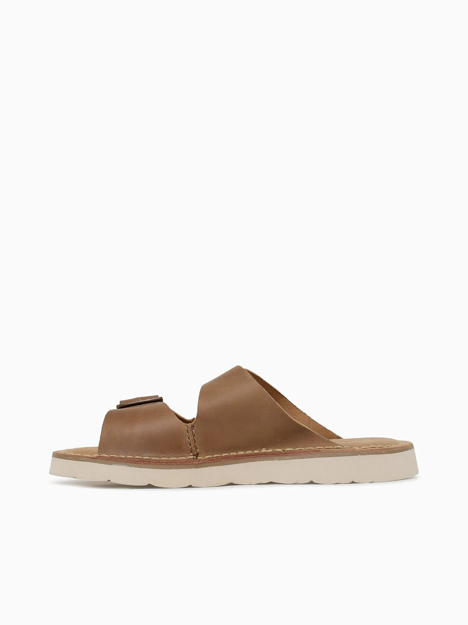 Comfortable Slide Sandals Solsbury Strap Dk Sand Leather