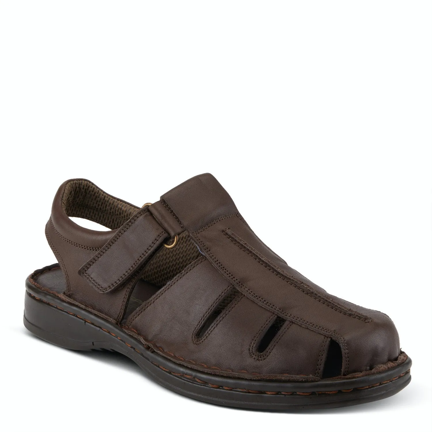 Jesus Sandals Spring Step Men's Laredo Leather Sandal - Dark Brown
