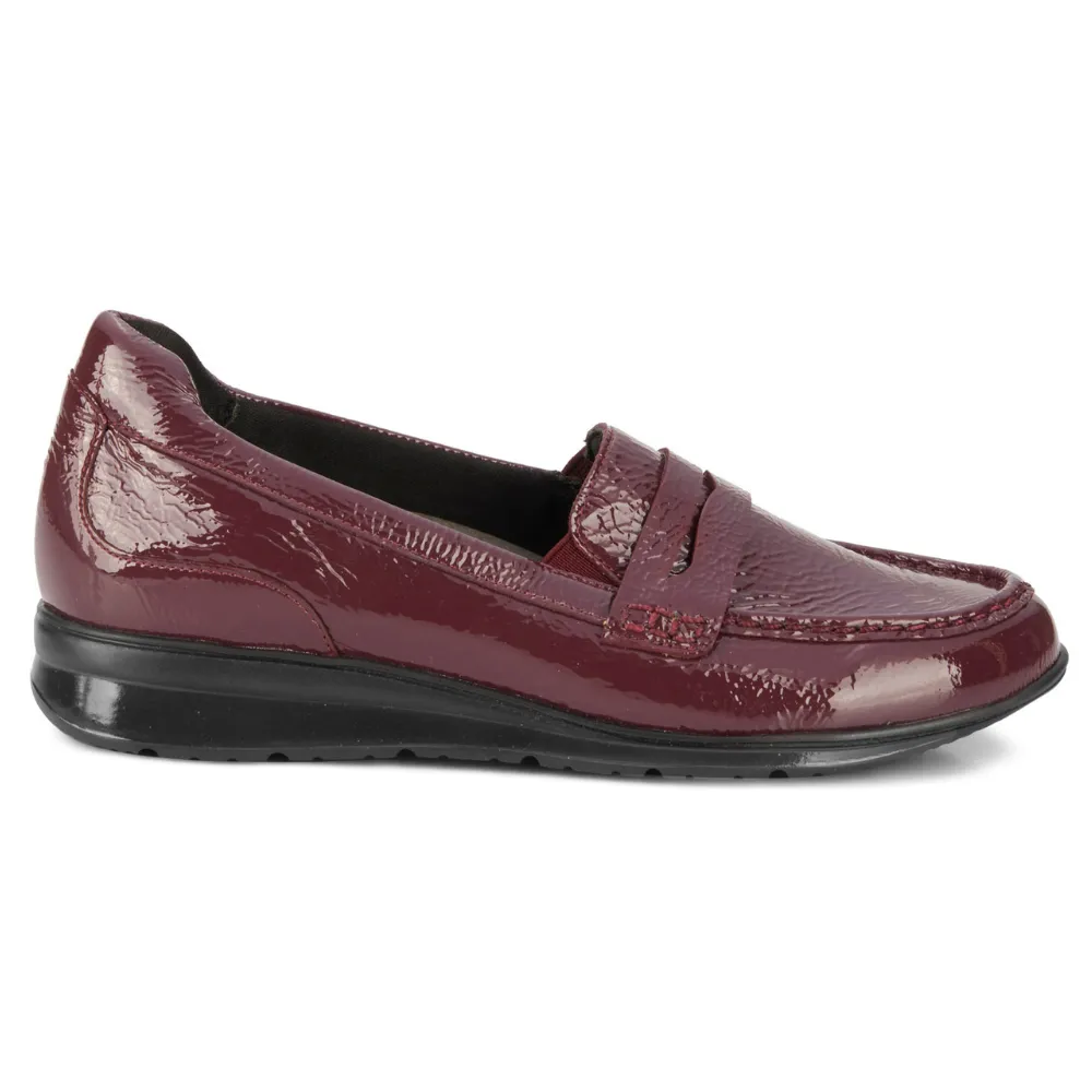Doc Martens Penny Loafers Ros Hommerson Dannon Berry Crinkle Patent Leather Loafer (Women's)