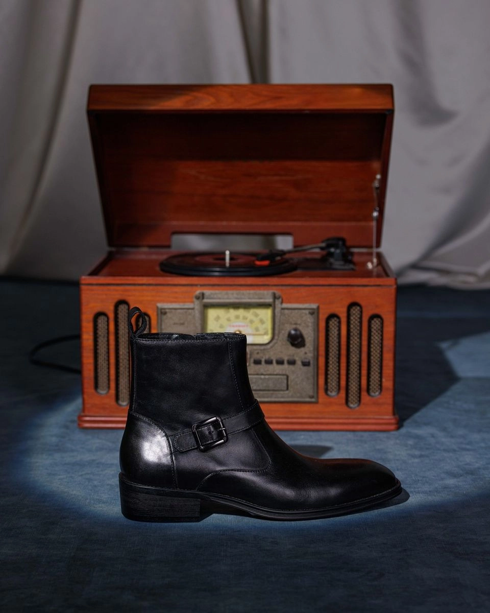 Ankle Boots No Heel Hemmi Black Brushed Calf Leather