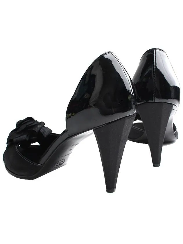 High Heels Sale Black camellia open toe shoes 35 and a half Chanel