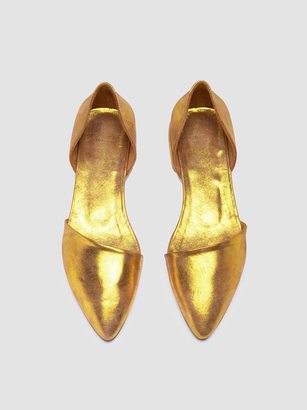 Miu Miu Lace Up Loafers SUE 002 - Gold Leather Ballerina Shoes