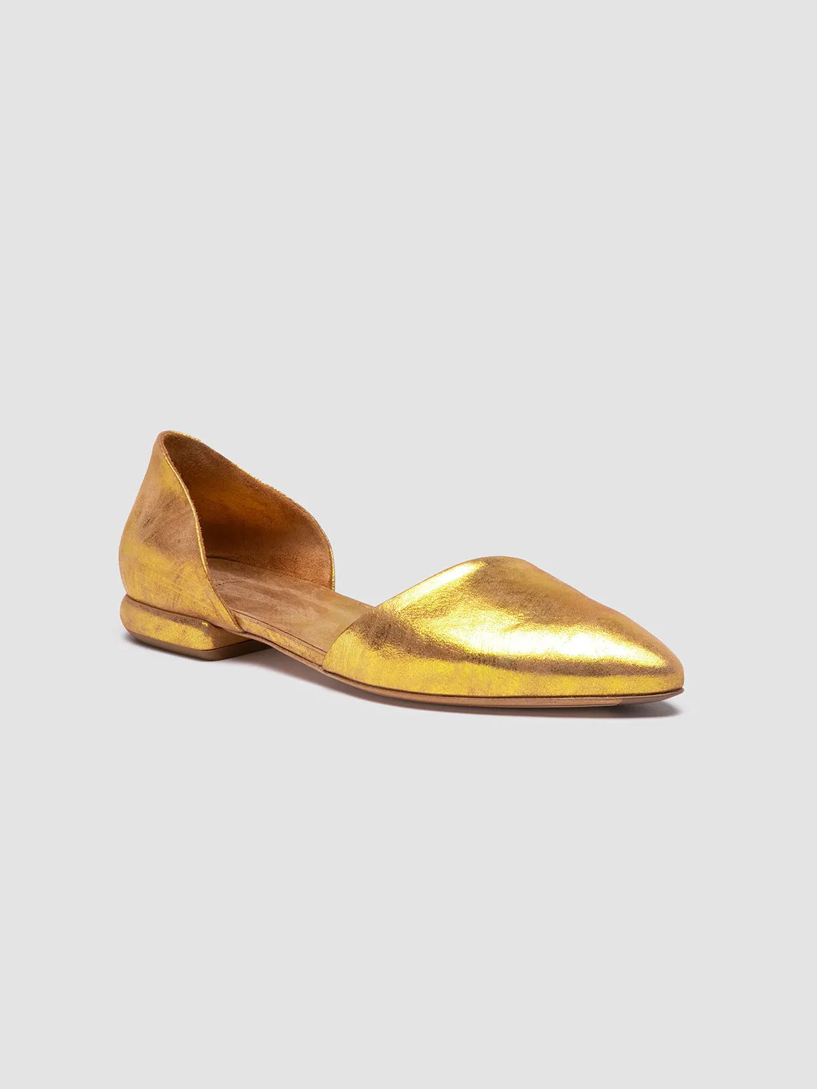 SUE 002 - Gold Leather Ballerina Shoes Sebago Dan Loafers