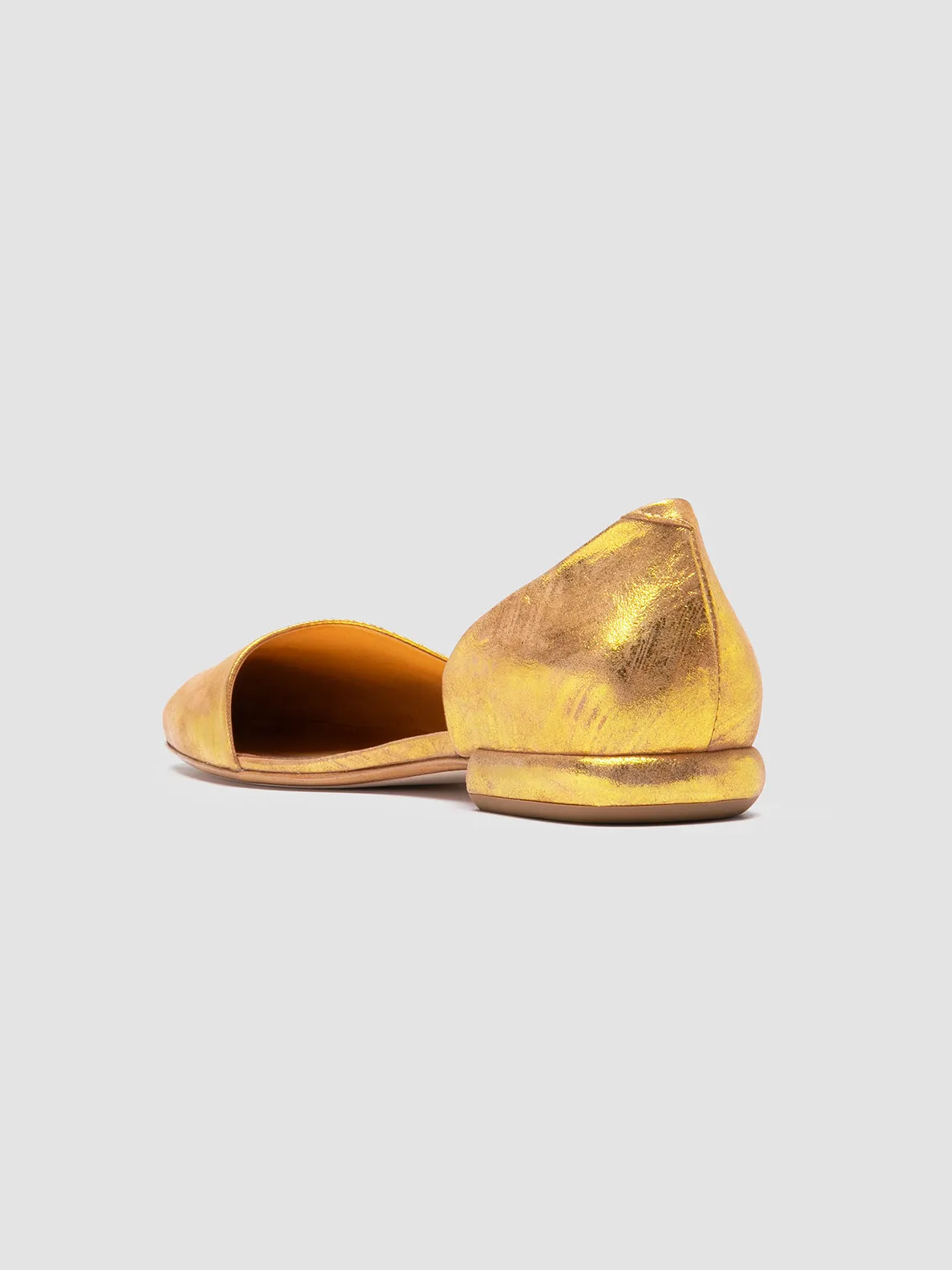 SUE 002 - Gold Leather Ballerina Shoes Starling Loafers