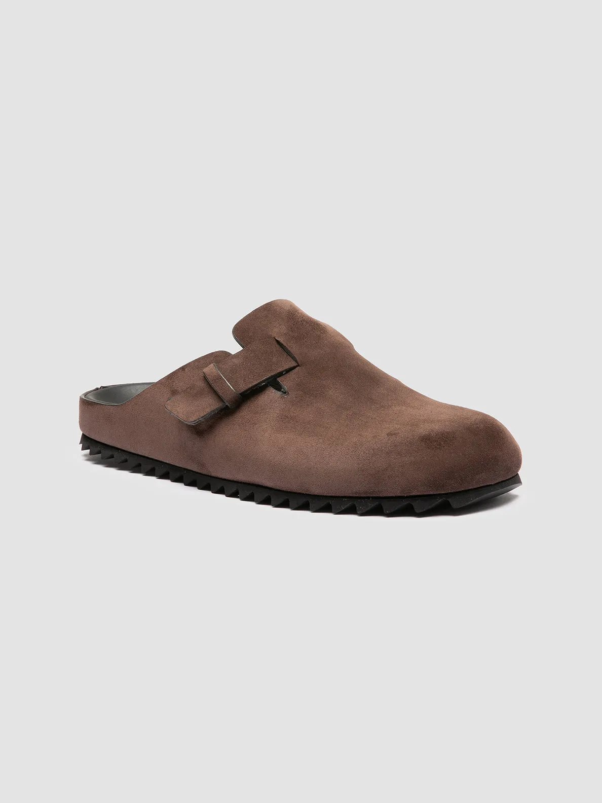 T Strap Sandals AGOR 012 - Dark Brown Suede Mule Sandals