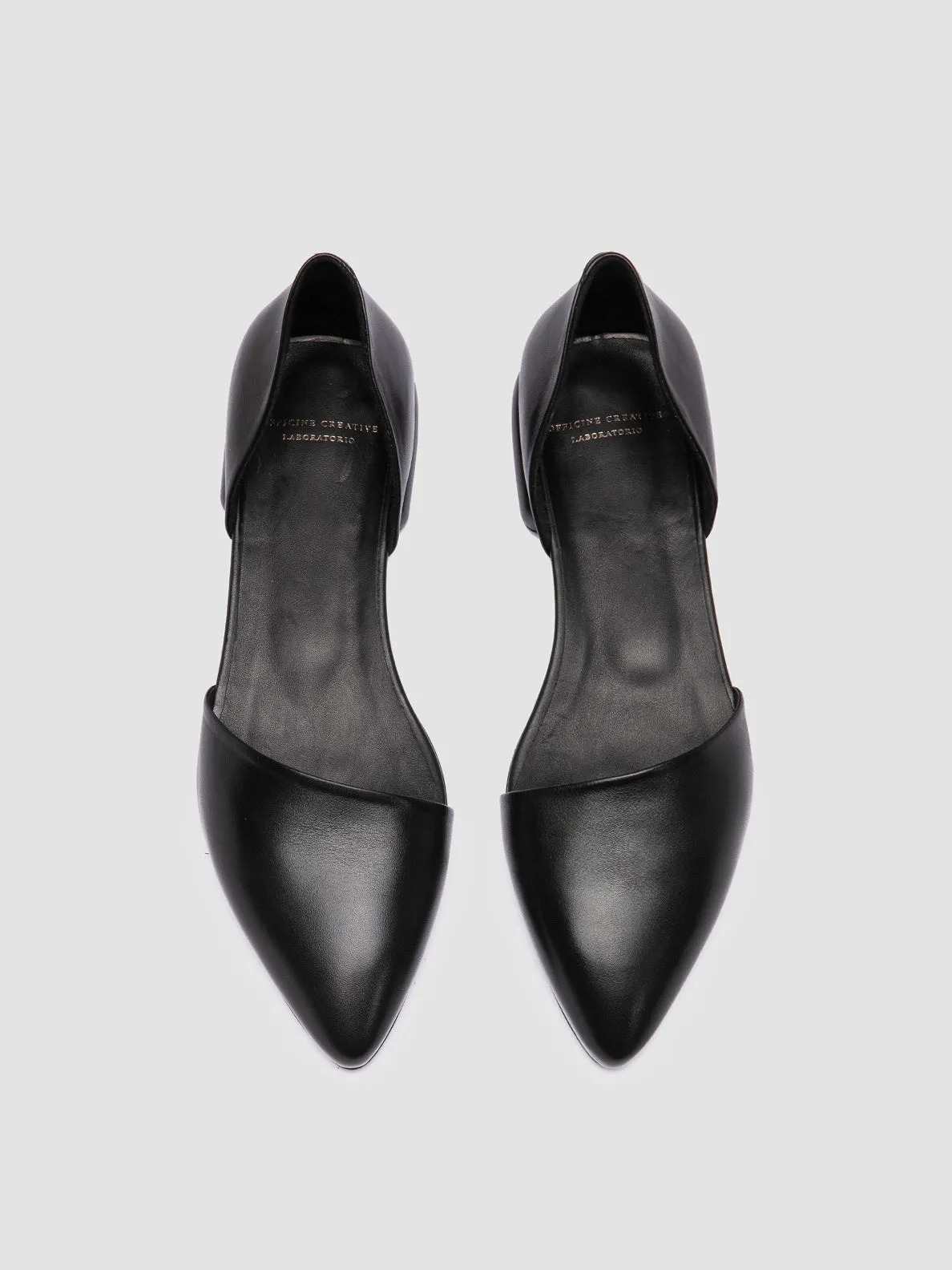 SUE 002 - Black Leather Ballerina Shoes Loafers And Khakis