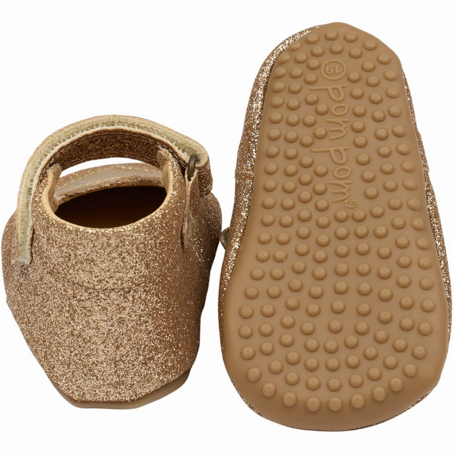 Pom Pom Gold Glitter Beginners Ballerina Heart Slide On Heels