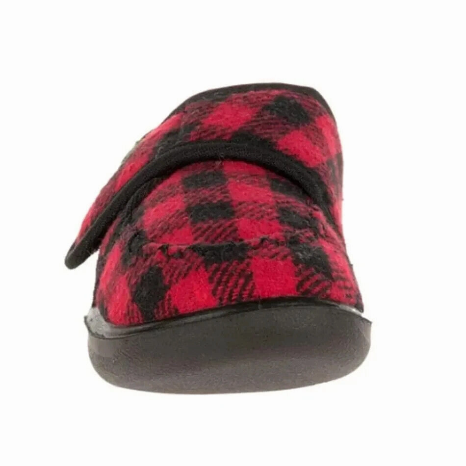 Kamik Cozylodge HK9004-REB Slippers Little Kid Red Plaid Moc Toe Shoes KHD794 Medical Slippers