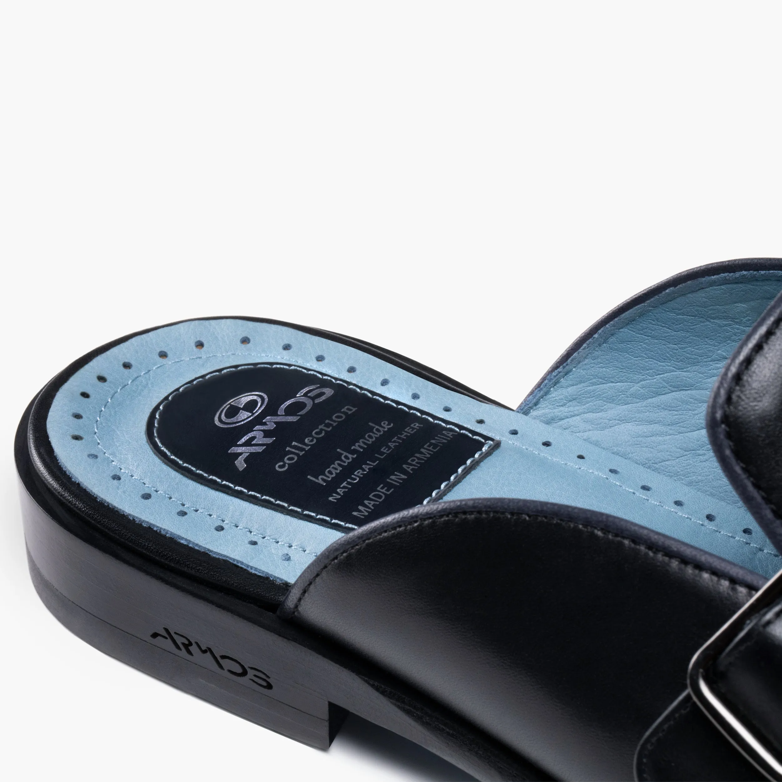 Hot Cakes Sandals Men's Black Leather Mule