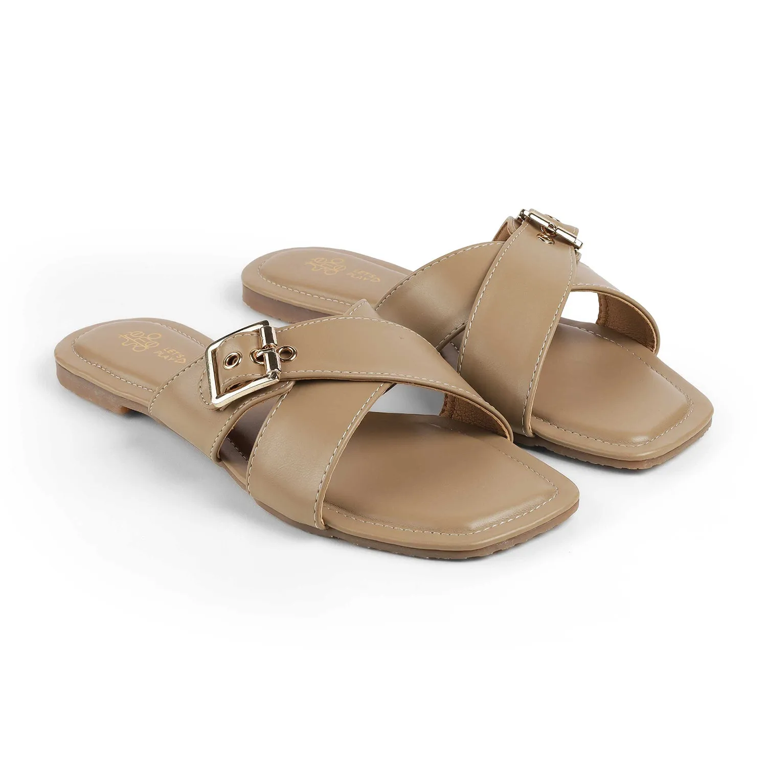 Tresmode Run Beige Women's Casual Flats Flat Shoes Office Work