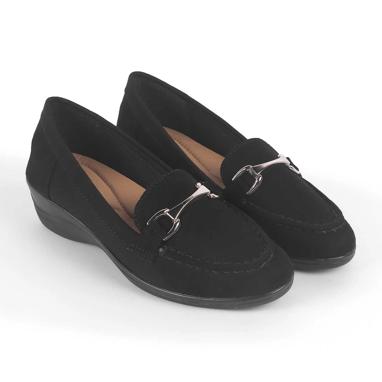 Tresmode Lucia Black Women's Casual Wedge Loafers Yankees Loafers