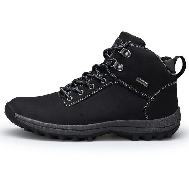 VANCAT Brand Men Boots Big Size 39-46 Autumn Winter Mens Leather Fashion Sneakers Lace Up Outdoor Mountain Men Shoes Waterproof Rubber Ankle Boots