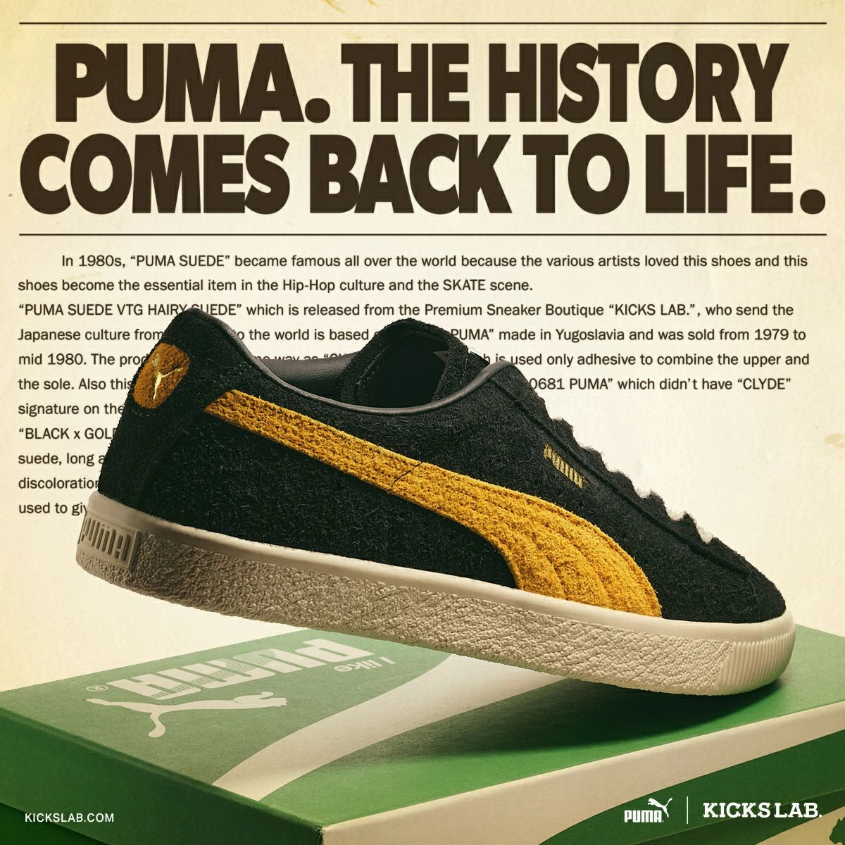 Puma Williams Racing Shoes PUMA SUEDE VTG HAIRY SUEDE -KICKS LAB. EXCLUSIVE-