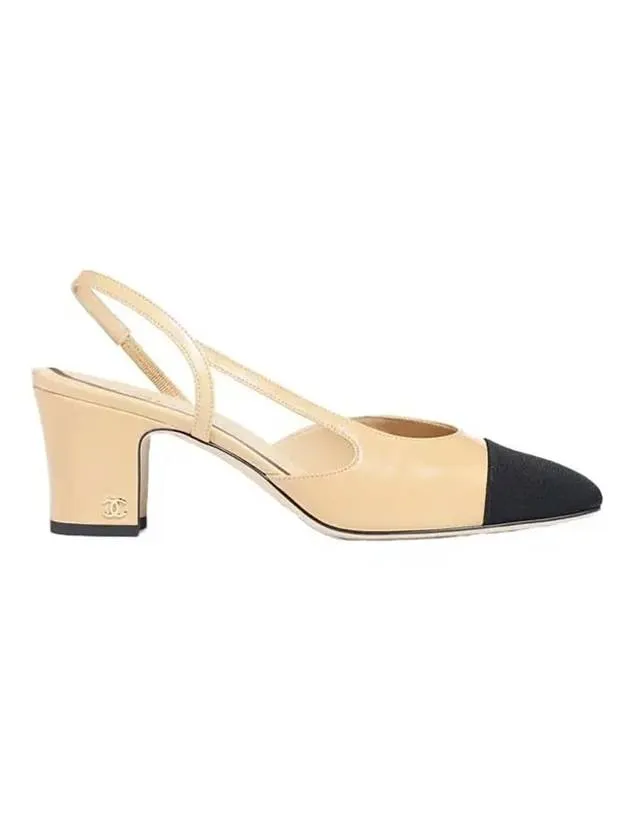 Goatskin Grosgrain Slingback Heel Beige Chanel High Heels And Sandals