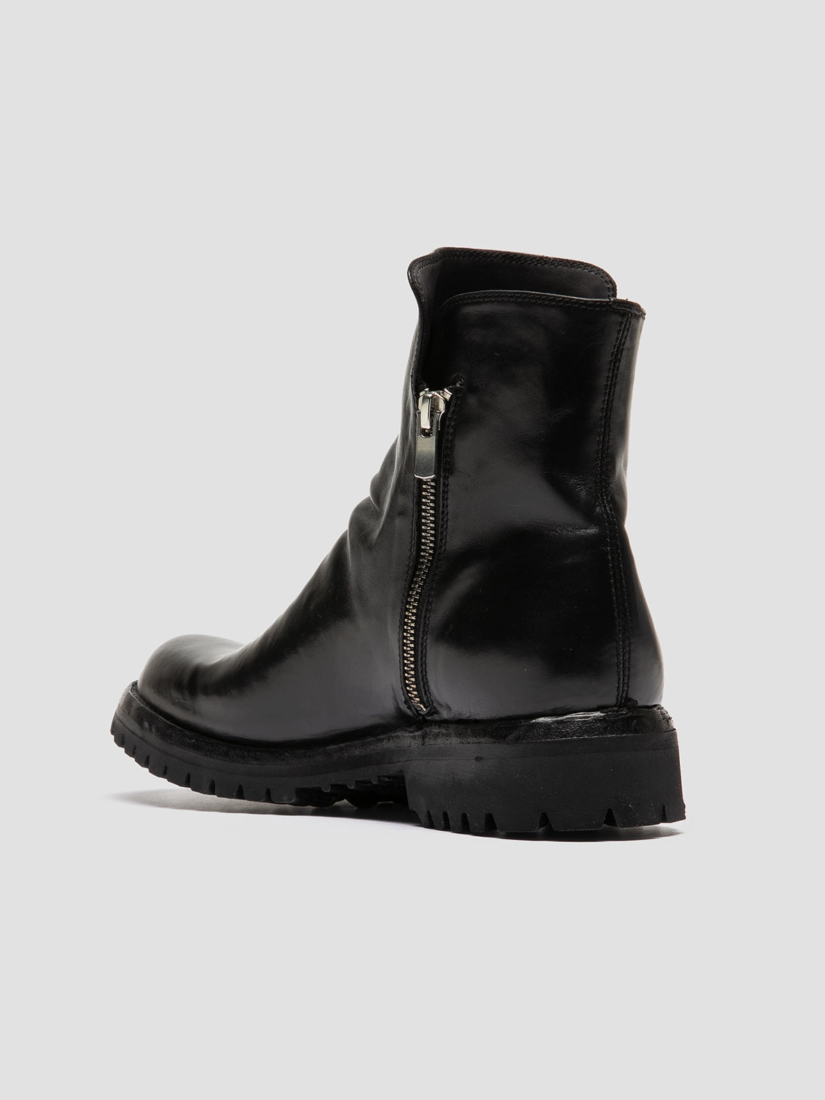 Lace Up Boots Cowboy IKONIC 004 - Black Leather Zip Boots
