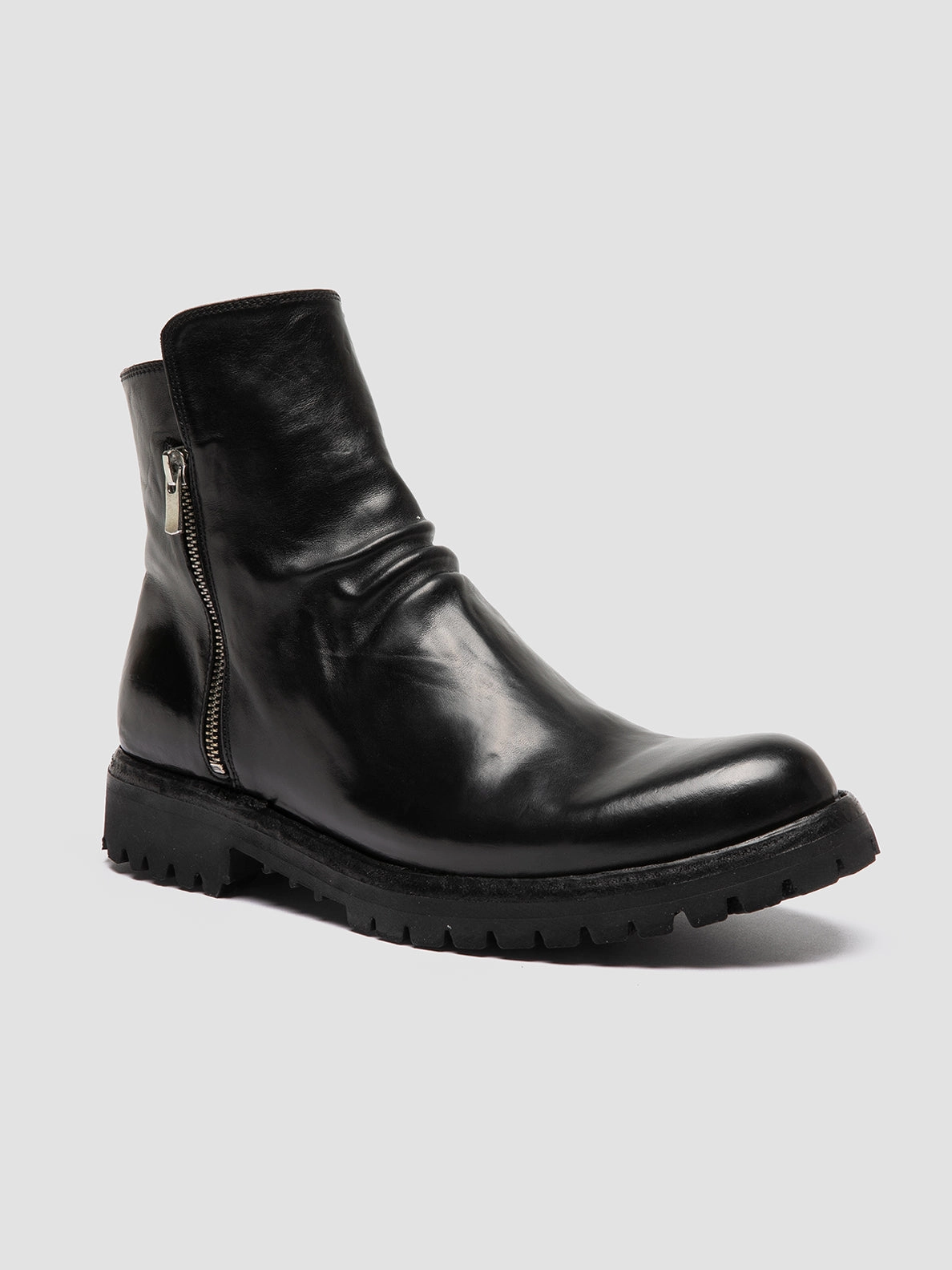 Black Western Boots IKONIC 004 - Black Leather Zip Boots