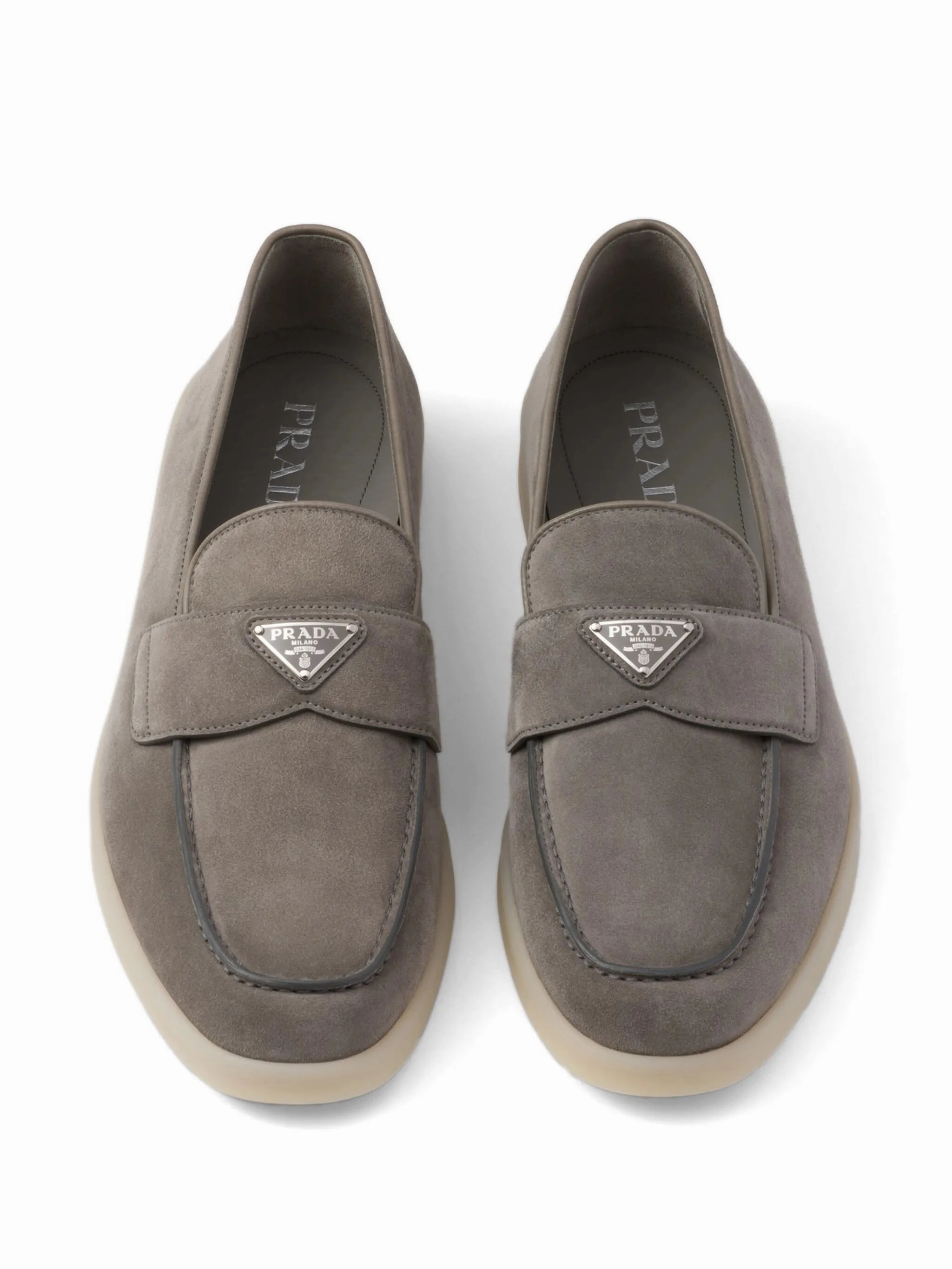 Suede Loafers Rubber Sole enamel-triangle-logo suede loafers