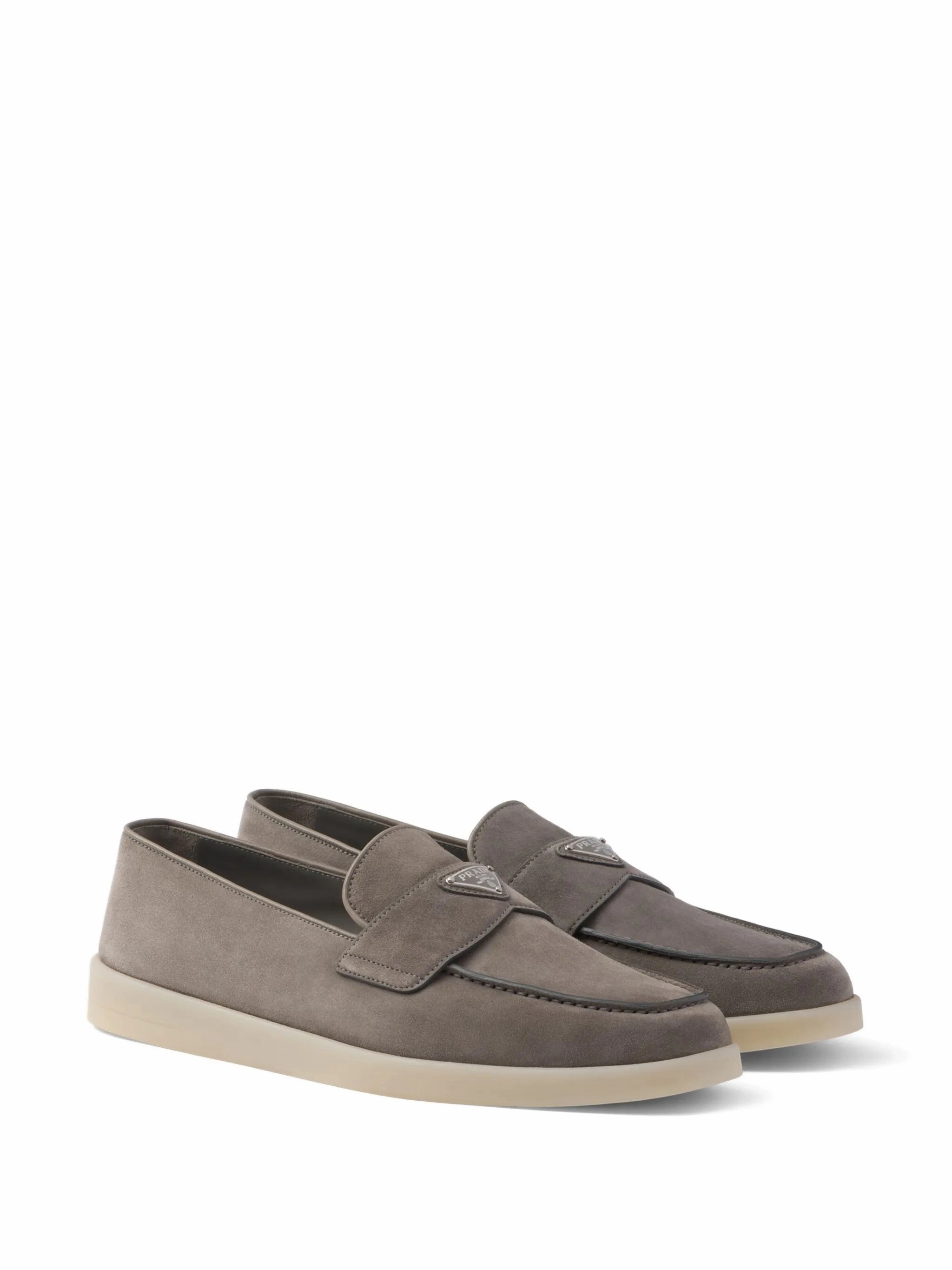 Adrian Loafers enamel-triangle-logo suede loafers