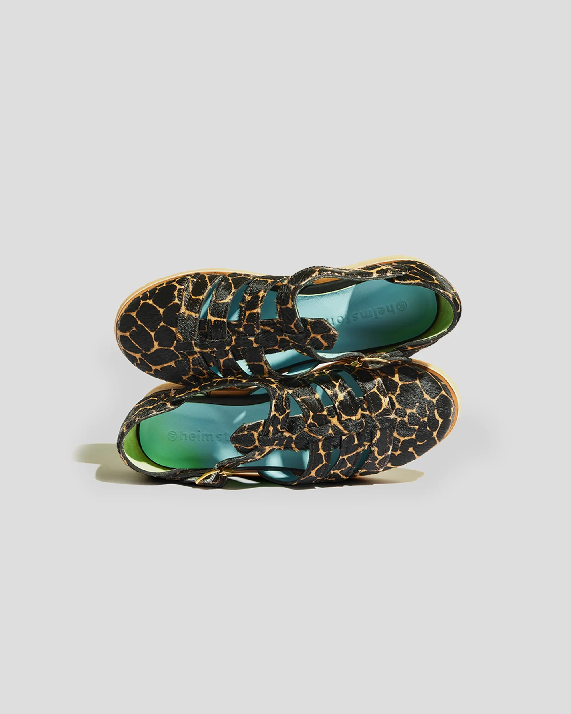 Ricky Sandals in Giraffe Printed Leather Wedge Sandals For Walking