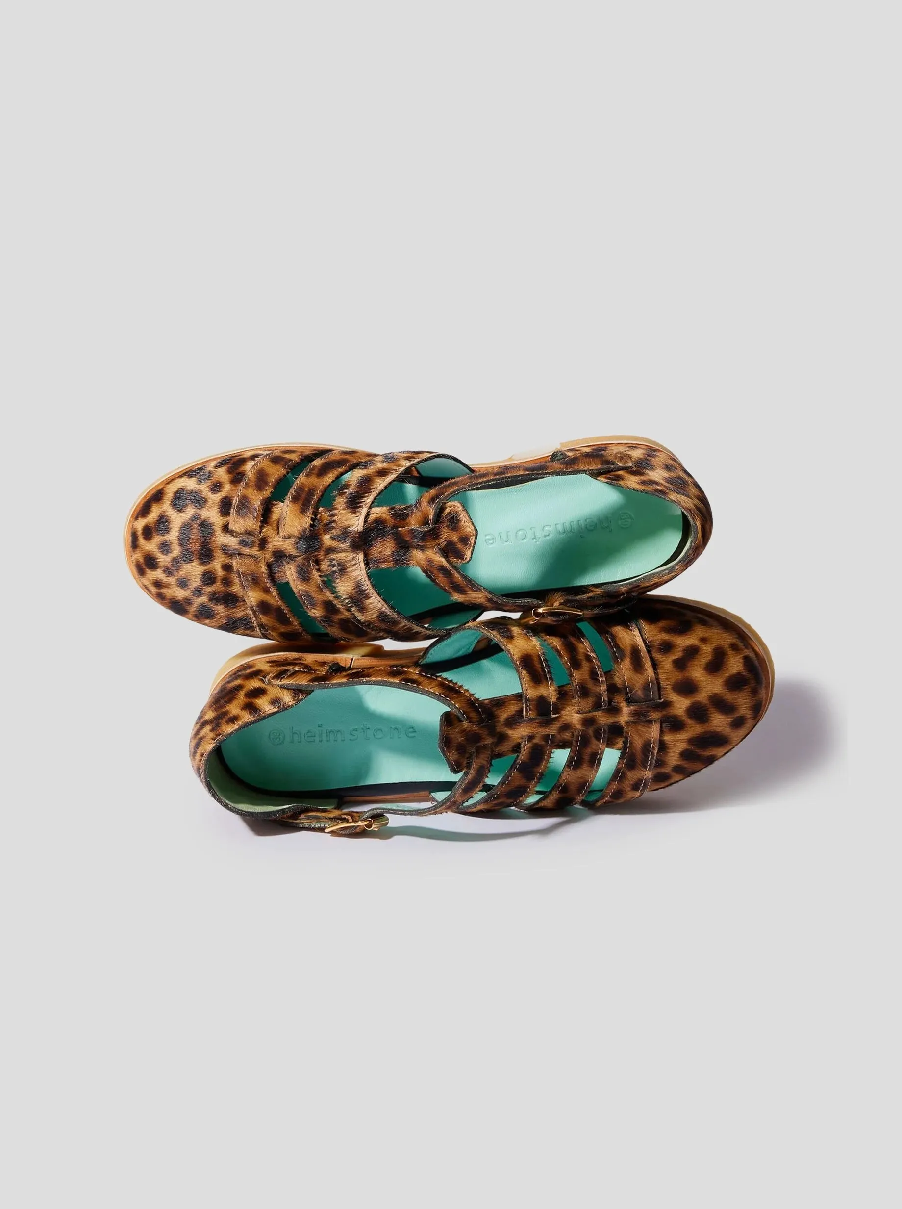 Dunnet Flower Sandals Ricky Sandals in Leopard Printed Leather