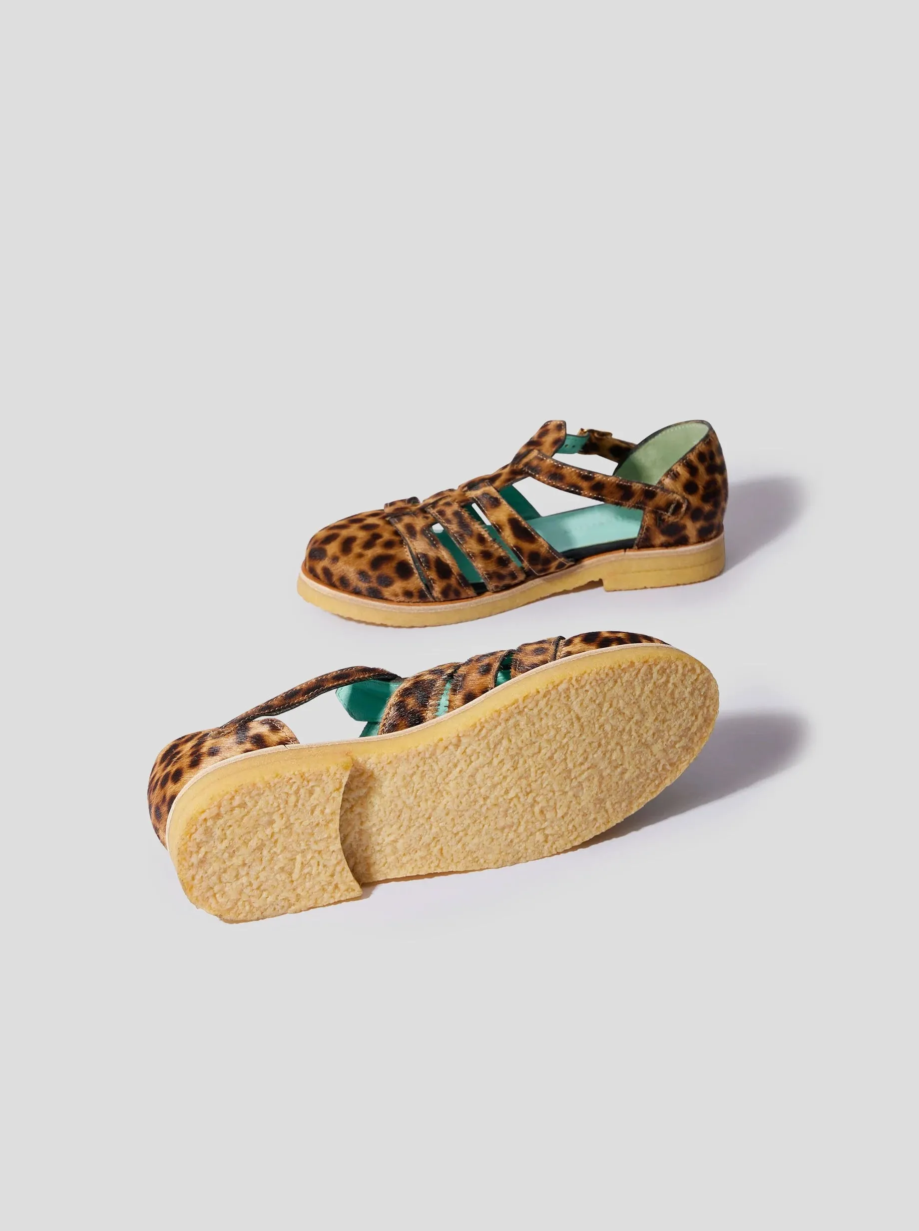 Family Friendly Sandals Resorts Ricky Sandals in Leopard Printed Leather