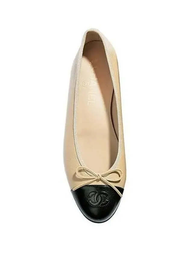 Two Tone Lambskin Ballerina Beige Black Chanel Jeans Flat Shoes
