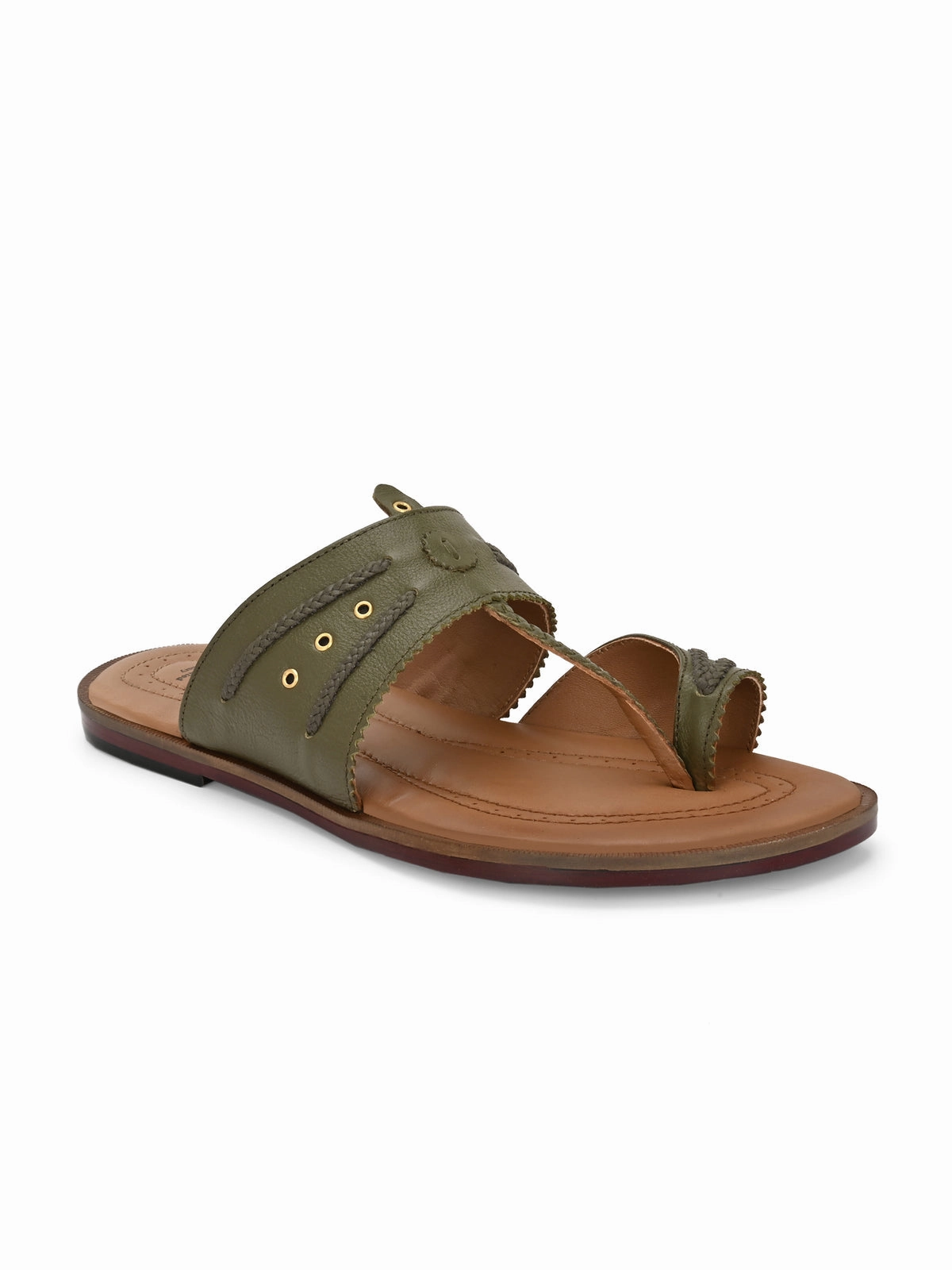 Slides Memory Foam Royce Leather Kohlapuri Chappals