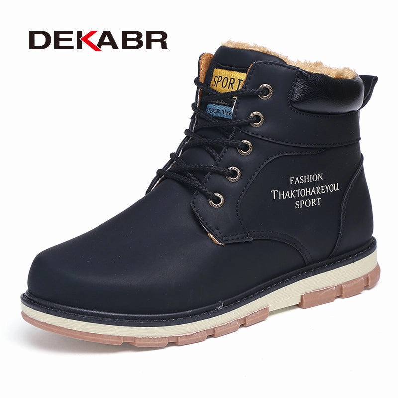 DEKABR Brand Hot Sale Winter Snow Boots High Quality Pu Leather Warm Boots Waterproof  Casual Working Shoes Fashion Men Boots Most Comfortable Steel Toe Work Boots