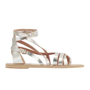 Flat Slide Sandals Satira Silver