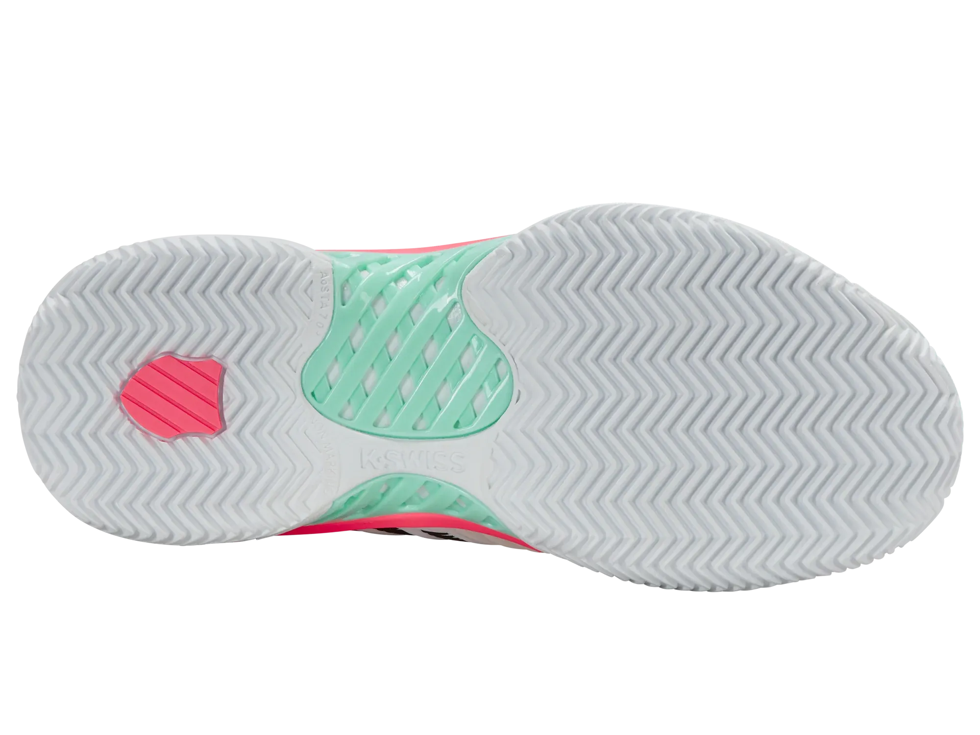 K-Swiss Express Light 3 Clay Ladies Tennis Shoe (WHITE/NEON MINT/NEON PASTEL PINK) All Tennis Shoes