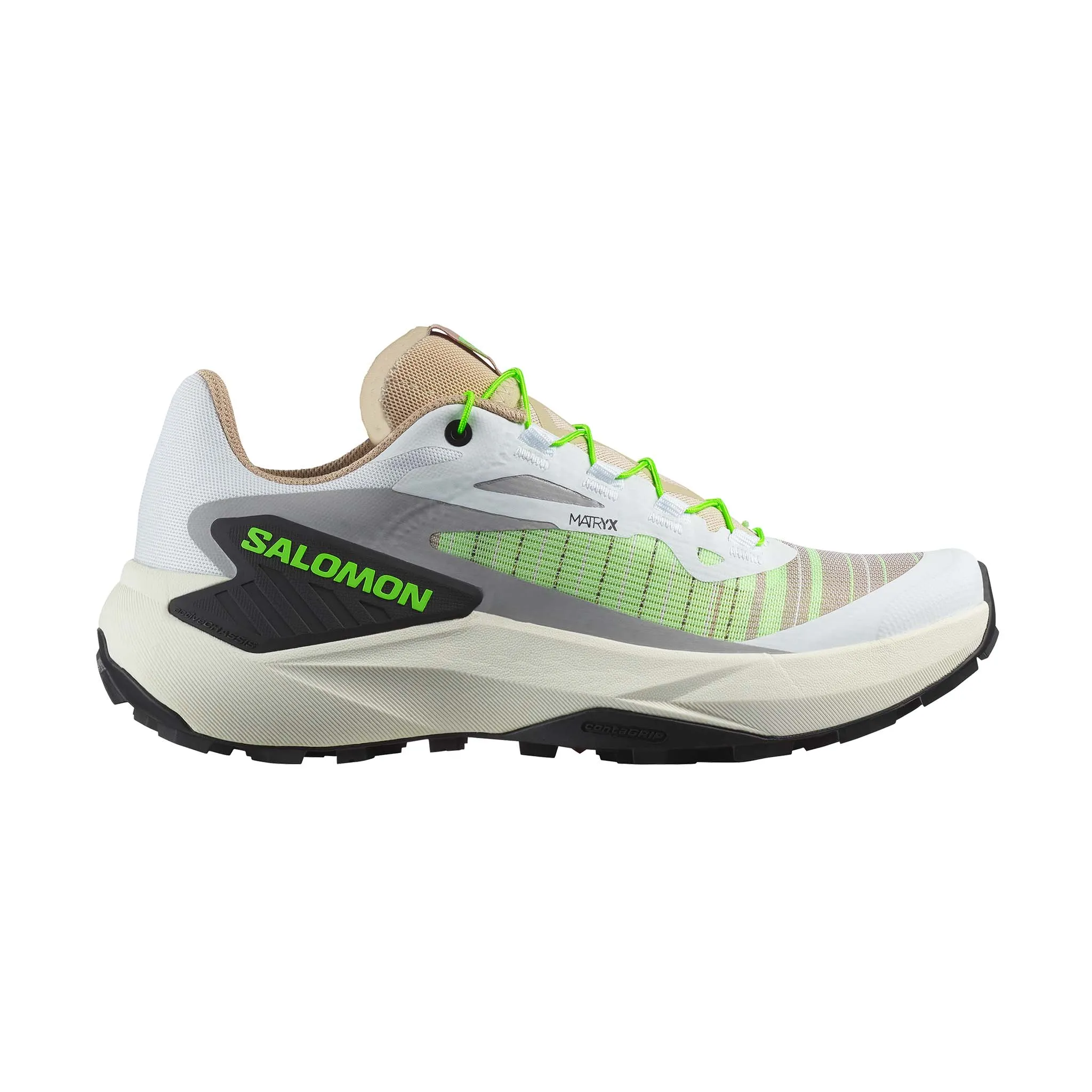Trail Running Shoes Sale Salomon | Women's Genesis Running Shoes - White/Oxford Tan/Green Gecko