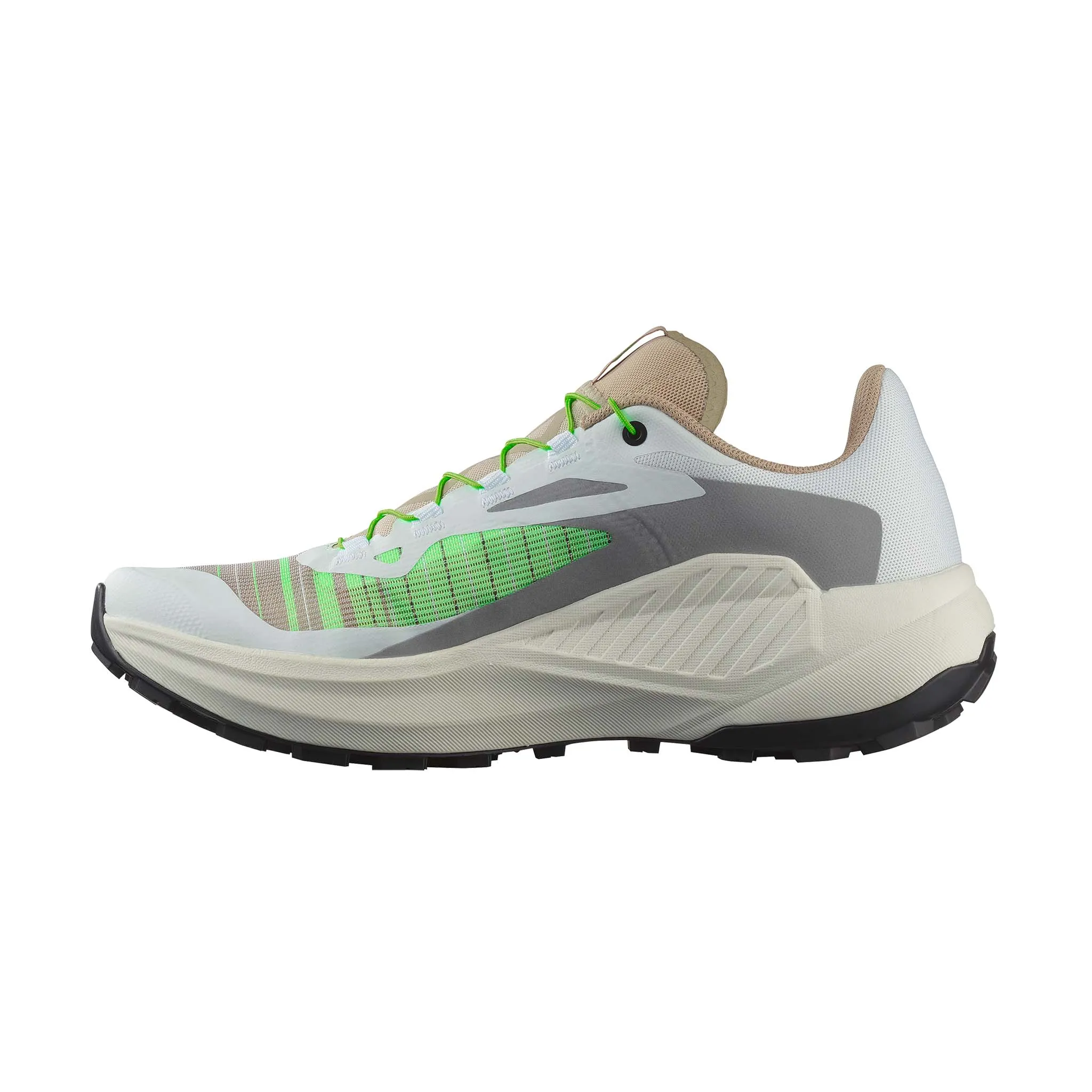 Best Trail Flat Feet Salomon | Women's Genesis Running Shoes - White/Oxford Tan/Green Gecko