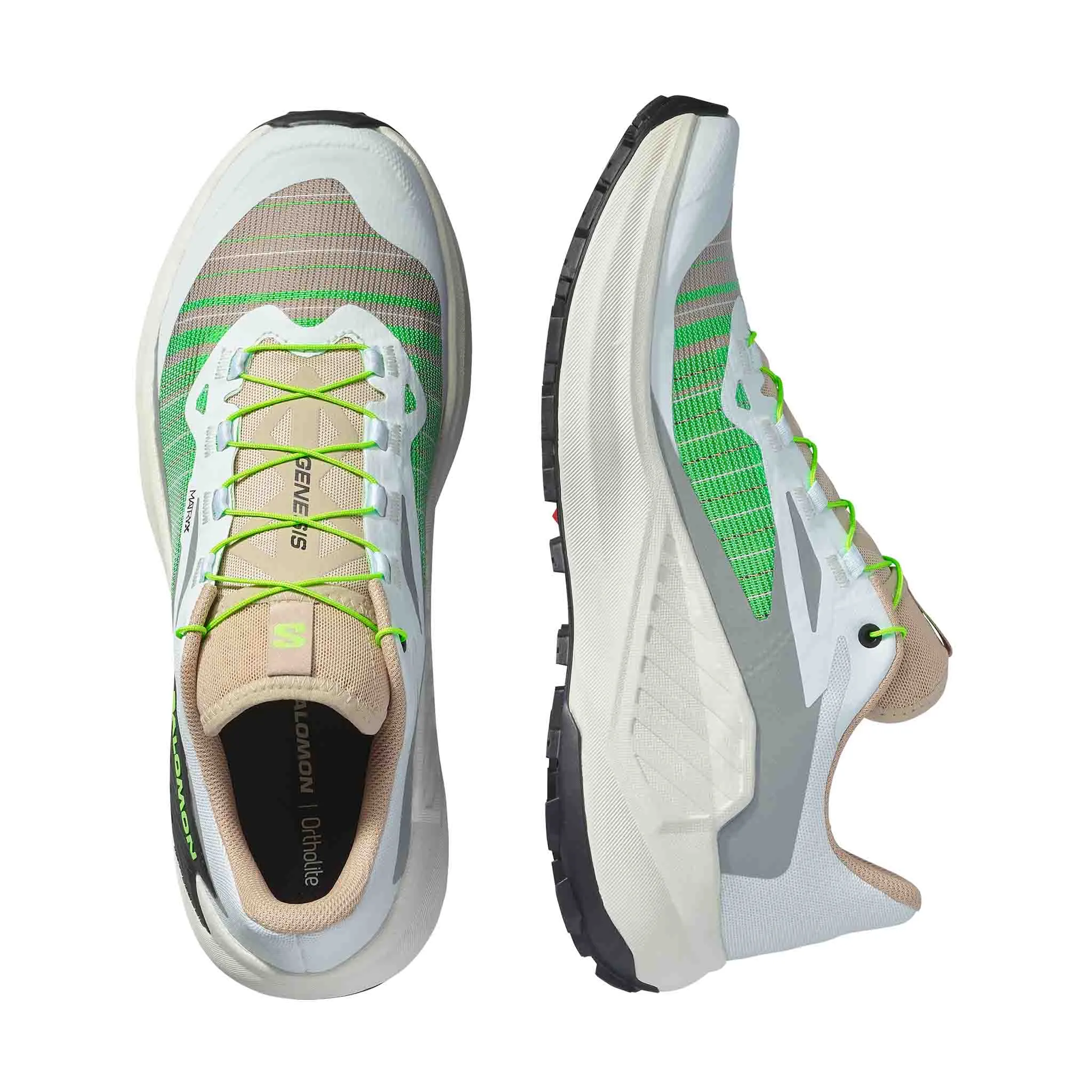 Pacer Future Trail Running Shoes Salomon | Women's Genesis Running Shoes - White/Oxford Tan/Green Gecko