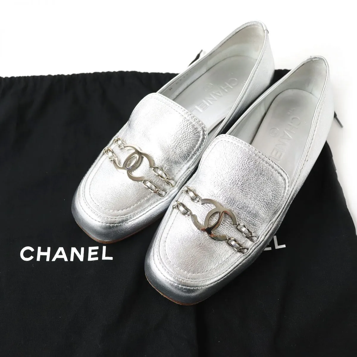 Chanel COCO Mark Leather Loafers Shoes Saude Loafers