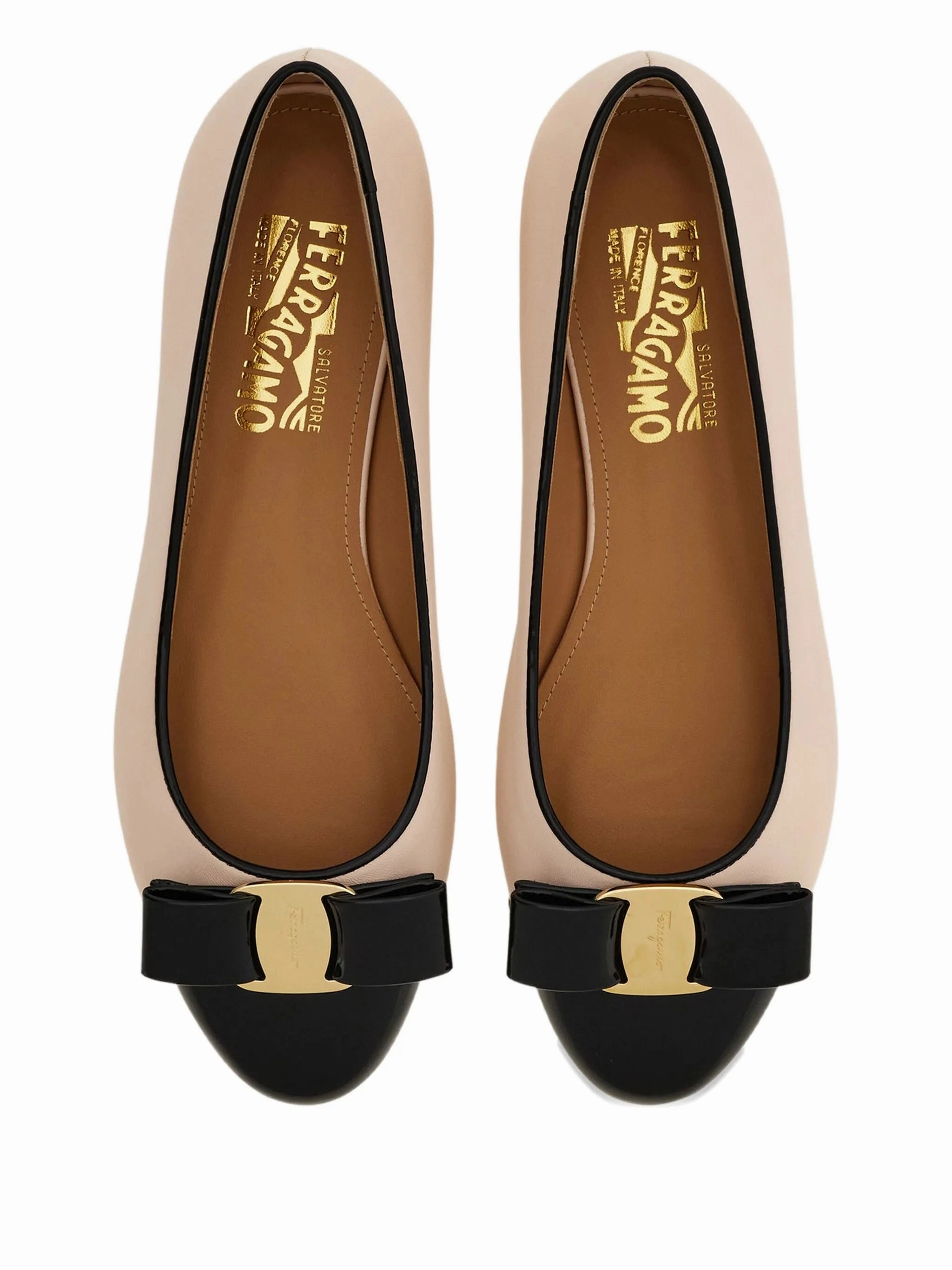 Varina leather ballerina shoes Flat Shoes With Gold Chain