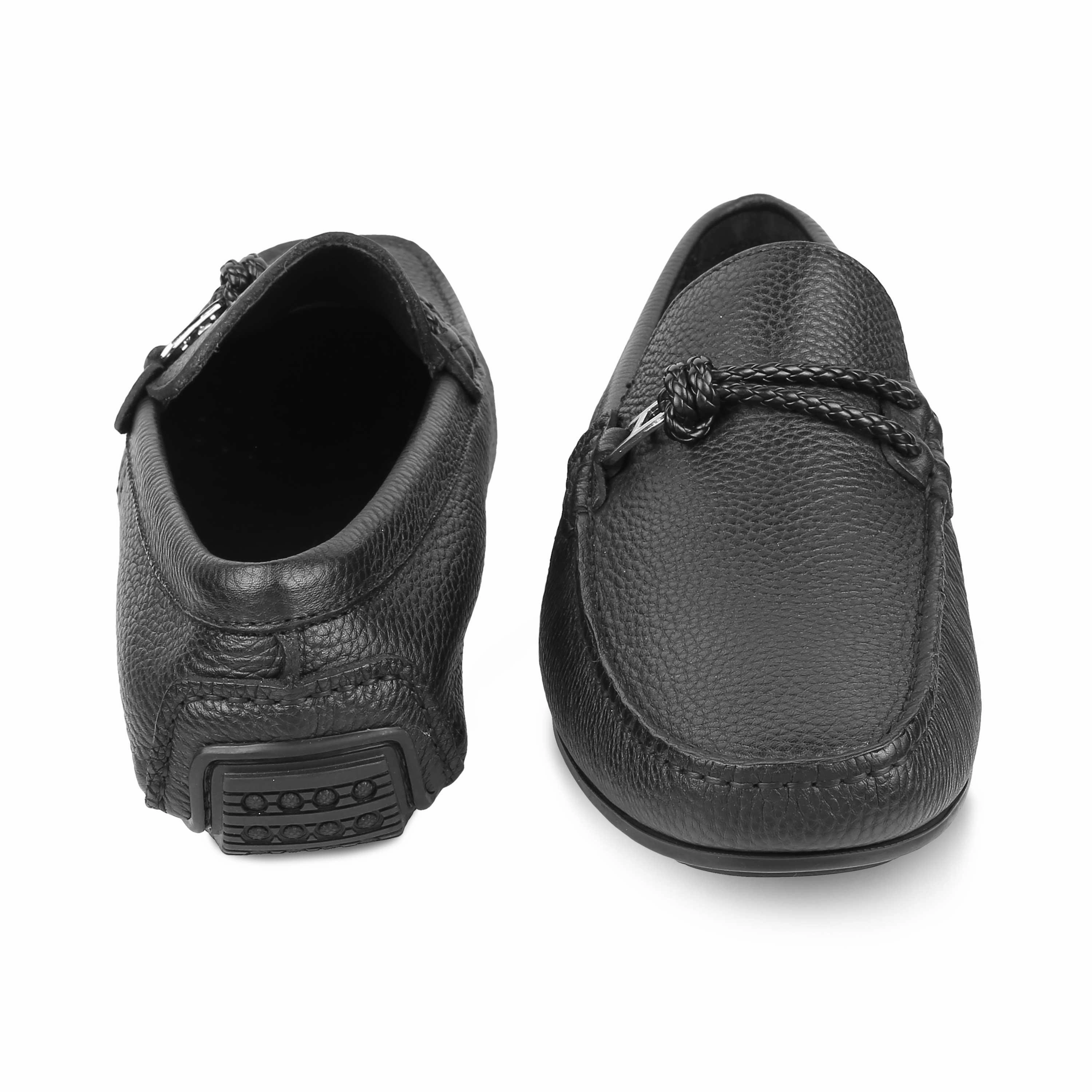 Tresmode Monoc Black Men's Leather Driving Loafers Loafers Bar