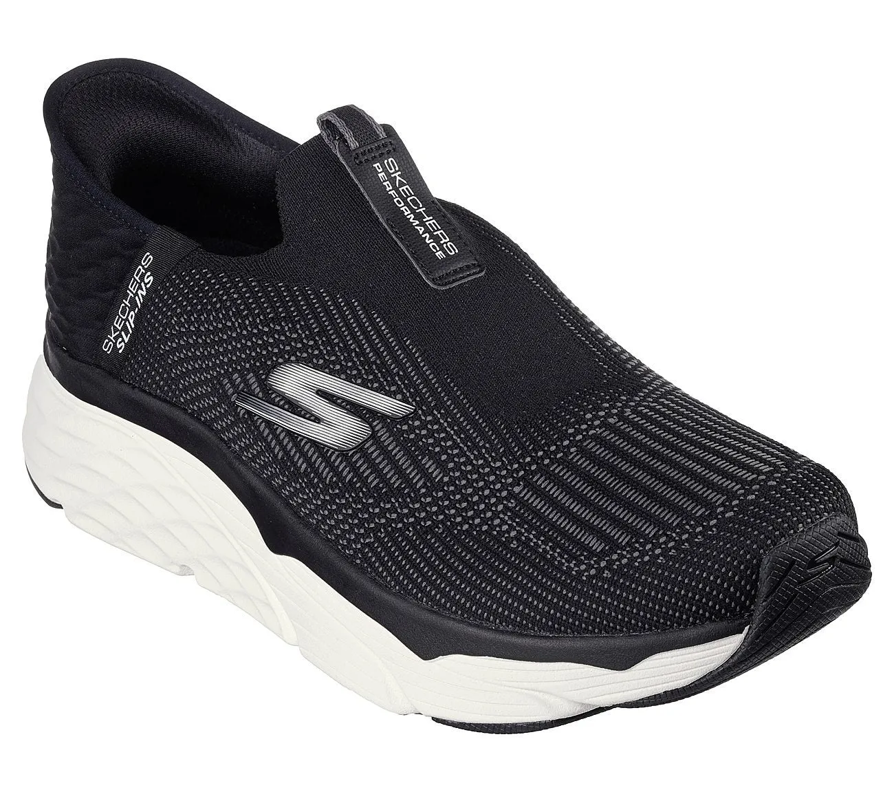 SLIP-INS: MAX CUSHIONING - ADVANTAGEOUS - BLACK/WHITE Running Shoes With Carbon Plate
