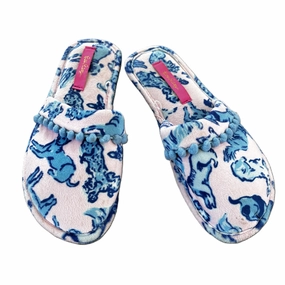 West Highland Terrier Slippers Slippers Designer By Lilly Pulitzer In Blue & Pink
