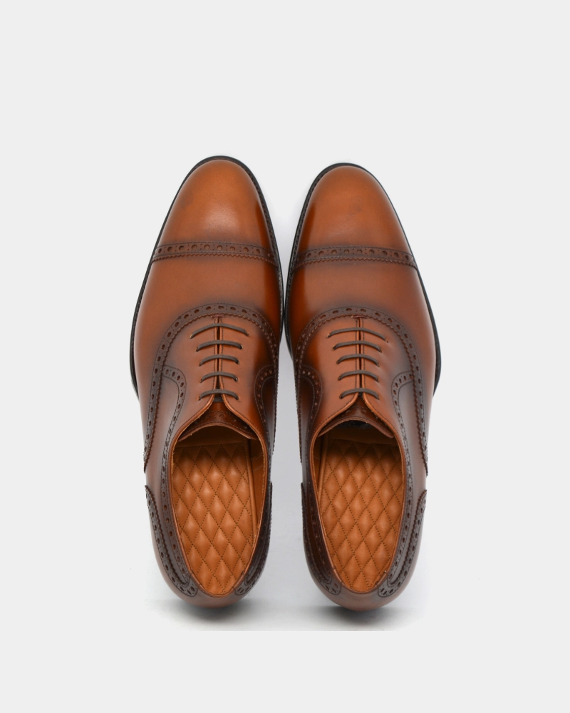 Outlet - William - Cognac Calf - City Gold Glitter Oxfords