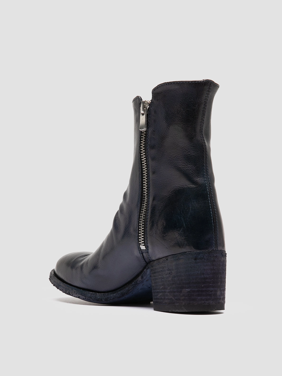 Knee High Boots And Jeans DENNER 103 - Navy Leather Ankle Boots