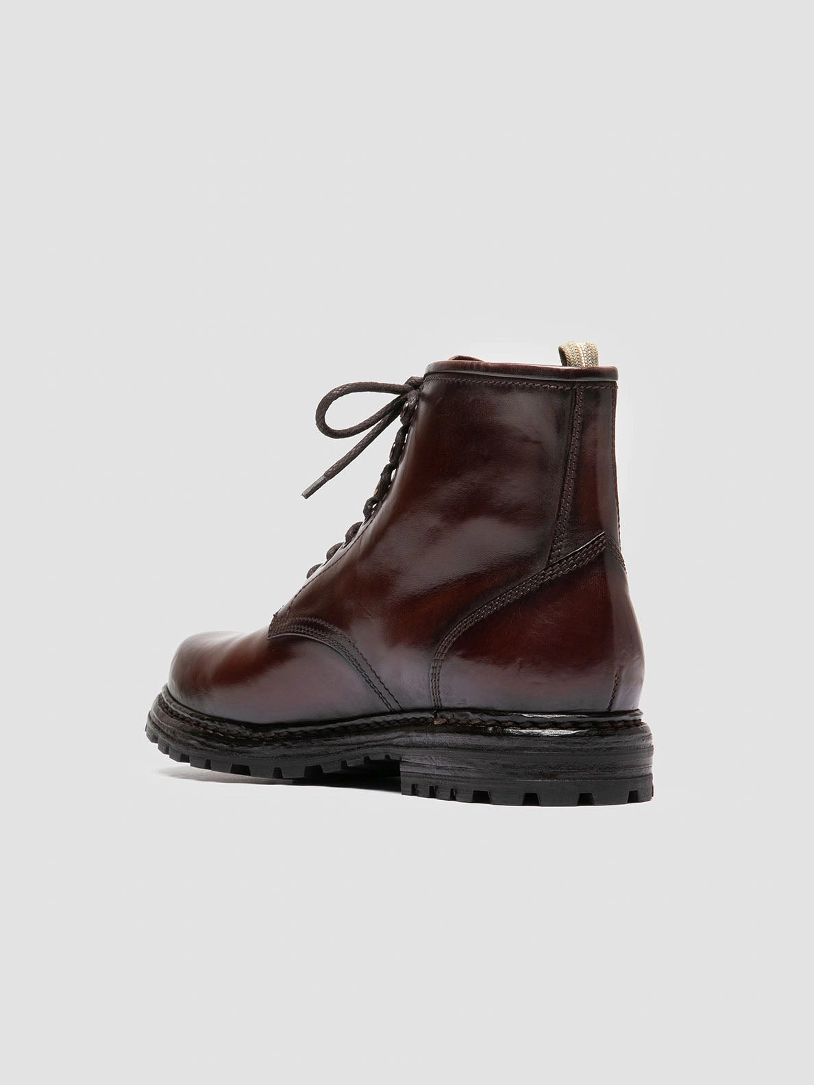 Ferragamo Boots VOLCOV 012 - Burgundy Leather Lace-Up Boots