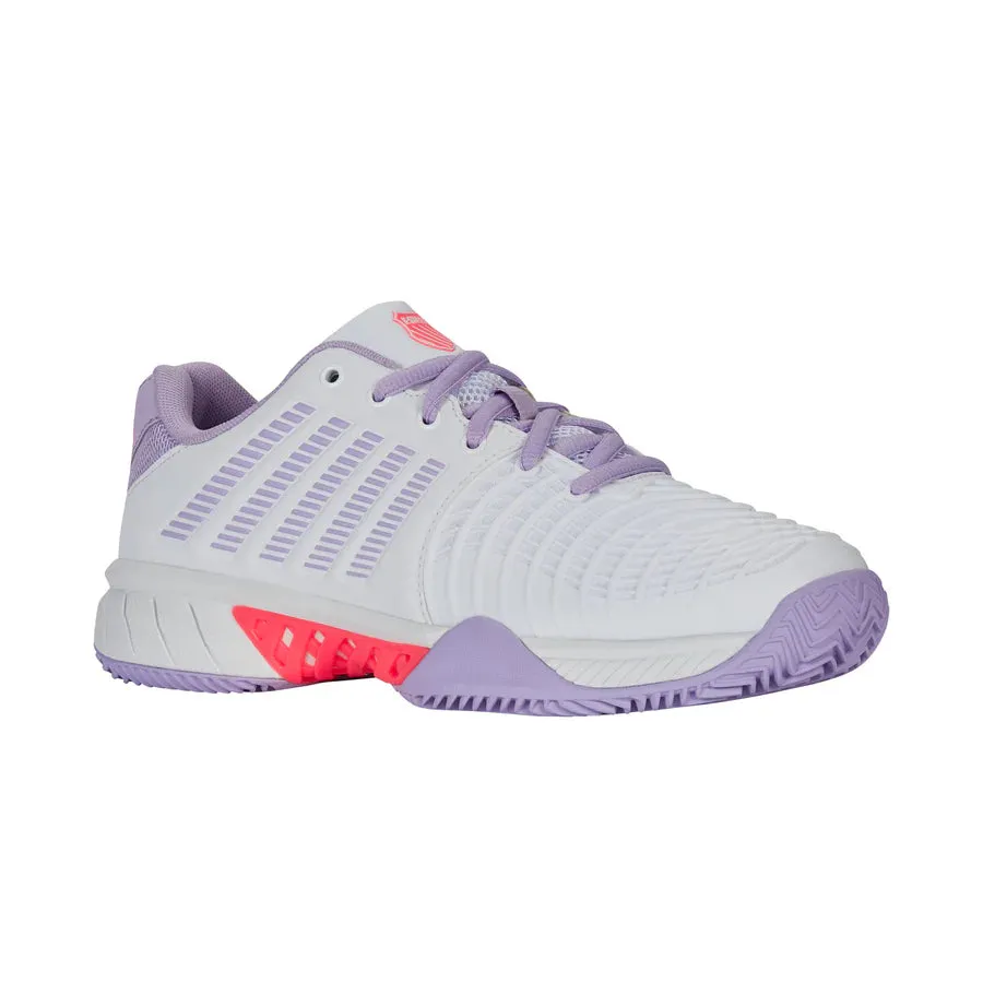 K-Swiss Express Light 3 Clay Ladies Tennis Shoe (White/Orchid Petal/Neon Blaze) Most Popular Tennis Shoe