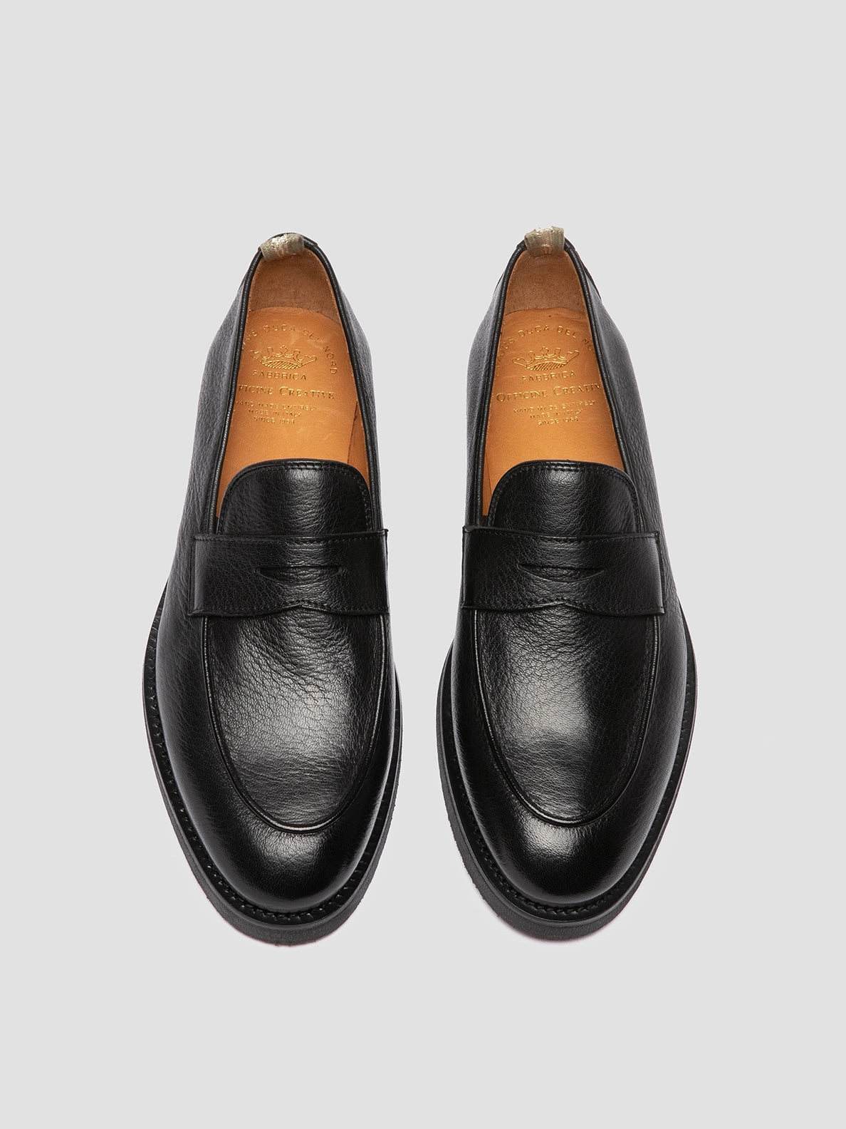 OPERA FLEXI 101 - Black Leather Penny Loafers Embroidered Loafers