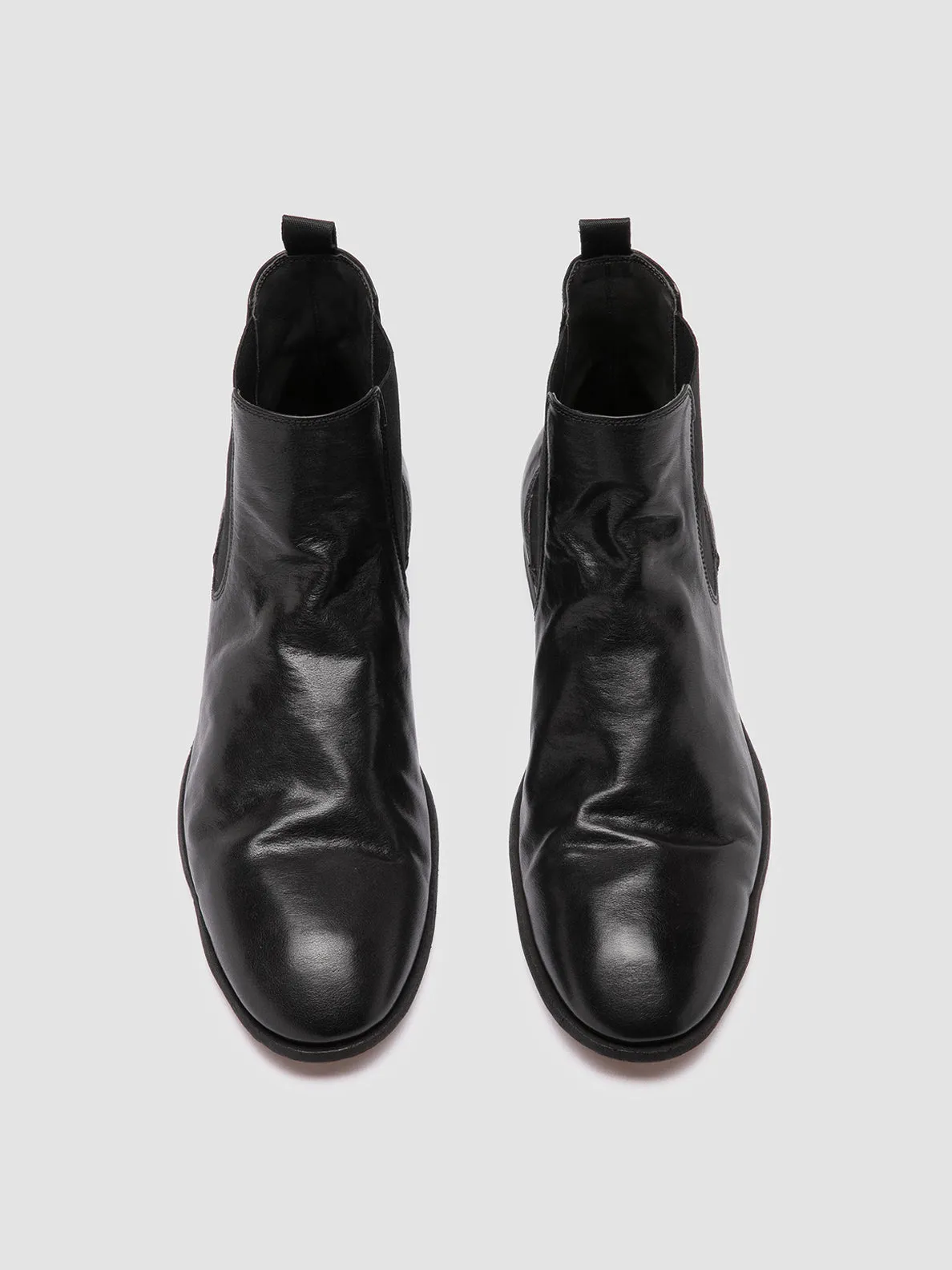 SOLITUDE 004 - Black Leather Chelsea Boots Wide Calf