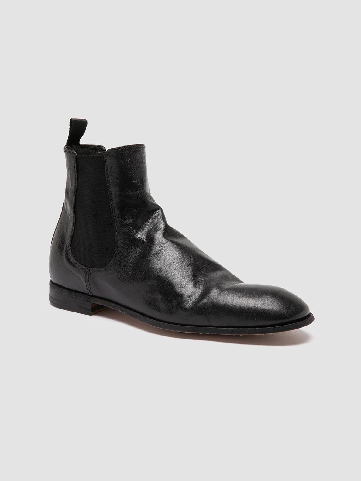 SOLITUDE 004 - Black Leather Chelsea Boots Painted Cowboy Boots